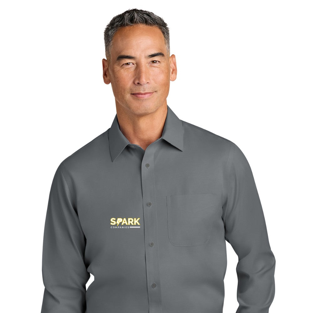 Spark Companies Brooks Brothers Wrinkle-Free Stretch Pinpoint Spread Collar Shirt - Deep Black