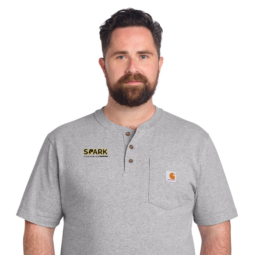 Spark Companies Carhartt Short Sleeve Henley T-Shirt - Heather Grey