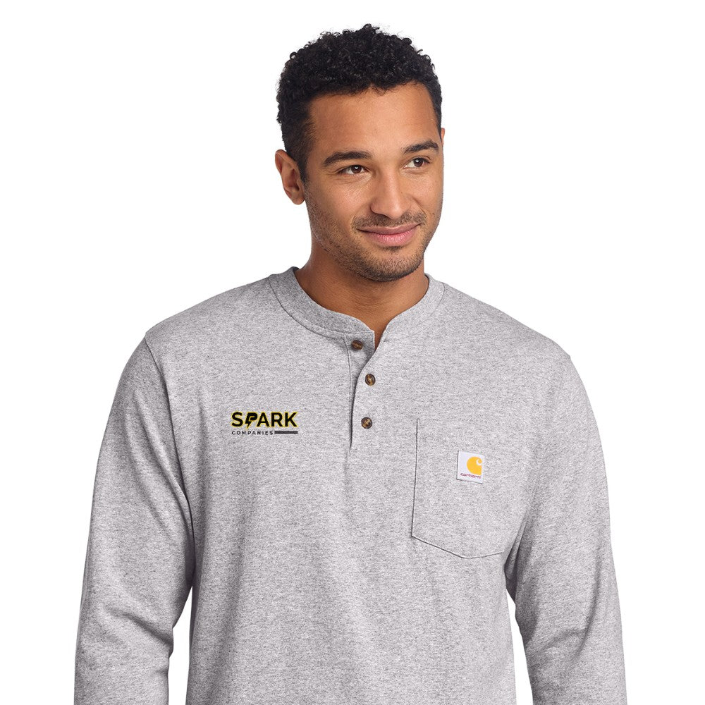 Spark Companies Carhartt Long Sleeve Henley T-Shirt - Heather Grey