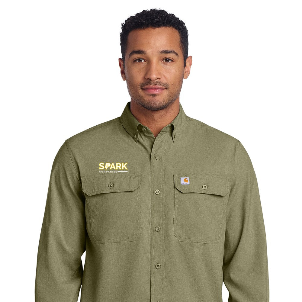 Spark Companies Carhartt Force Solid Long Sleeve Shirt - Burnt Olive