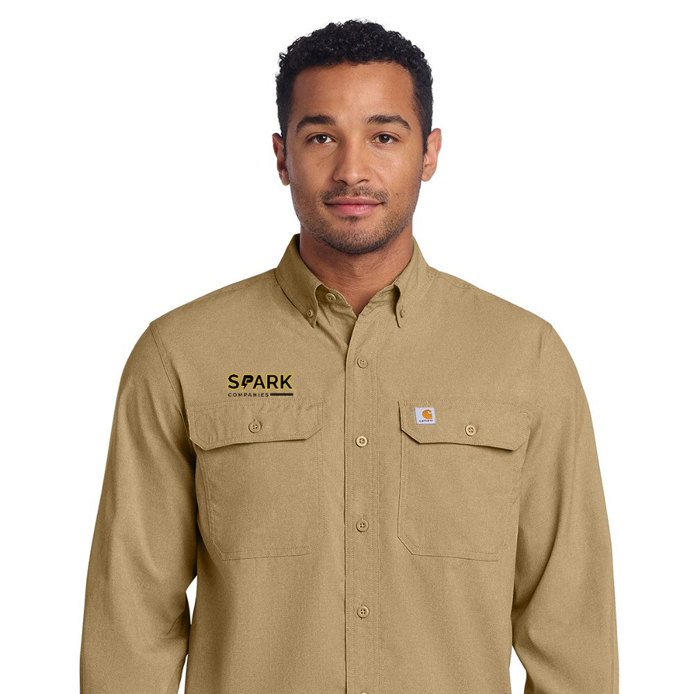 Spark Companies Carhartt Force Solid Long Sleeve Shirt - Dark Khaki