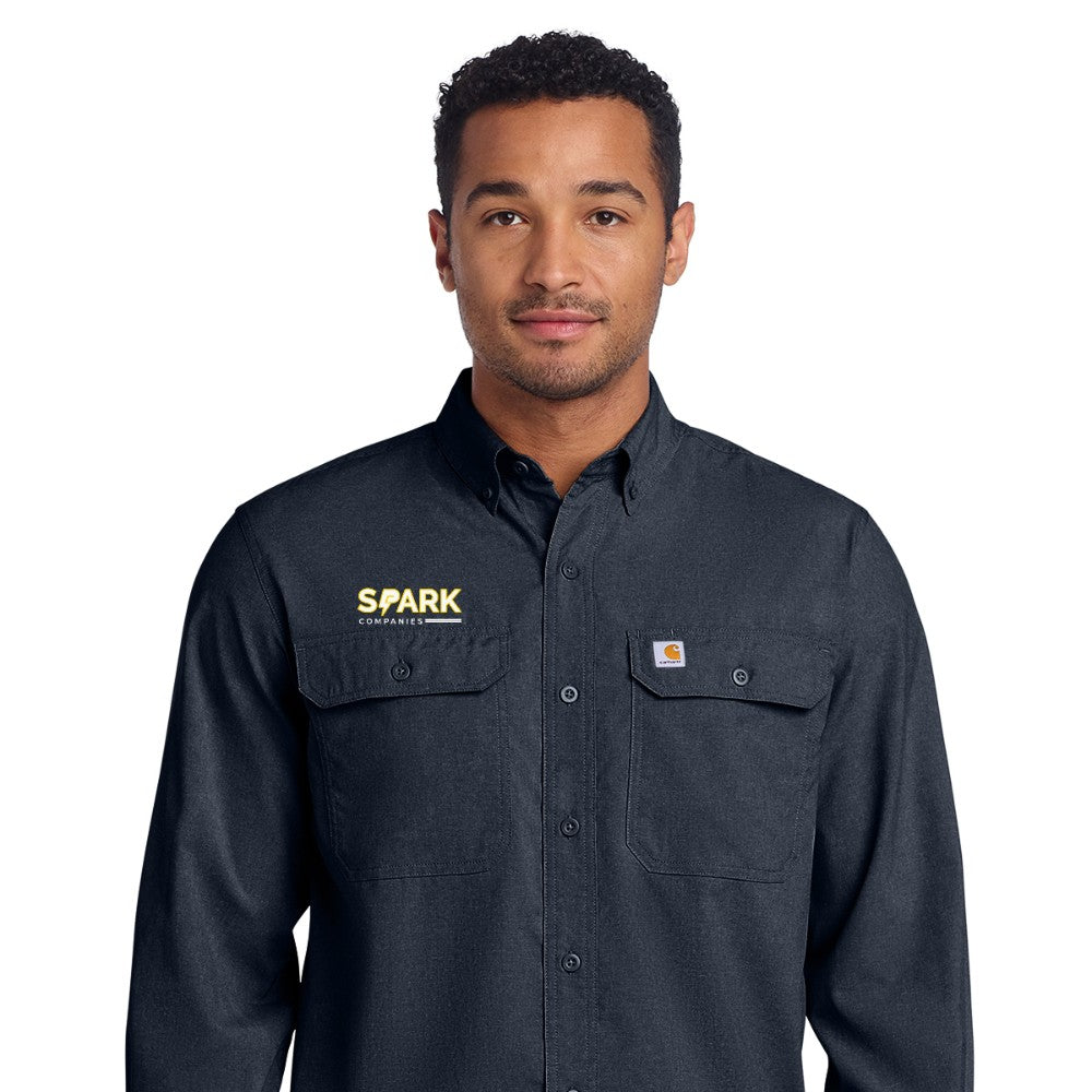 Spark Companies Carhartt Force Solid Long Sleeve Shirt - Navy