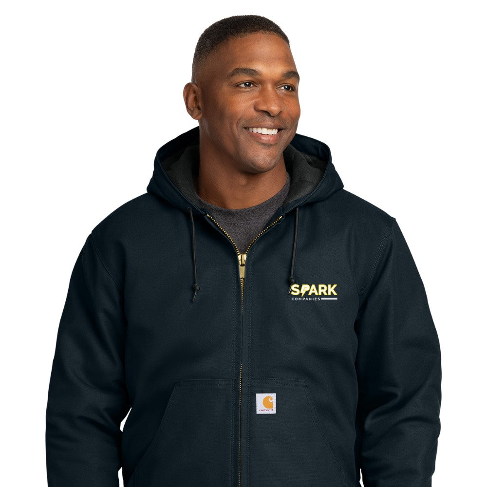 Spark Companies Carhartt Quilted-Flannel-Lined Duck Active Jac - Dark Navy