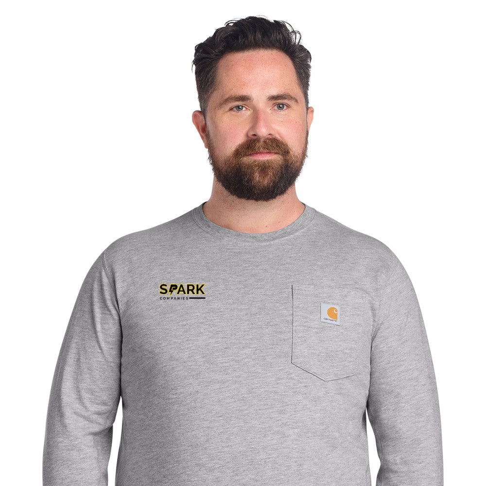 Spark Companies Carhartt Force Long Sleeve Pocket T-Shirt - Heather Grey