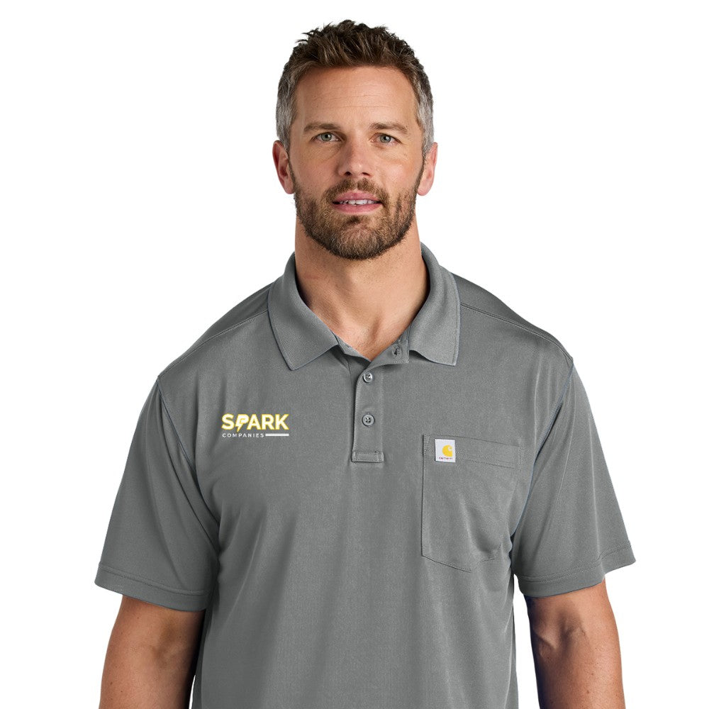 Spark Companies Carhartt Force Snag-Resistant Pocket Polo - Asphalt Grey