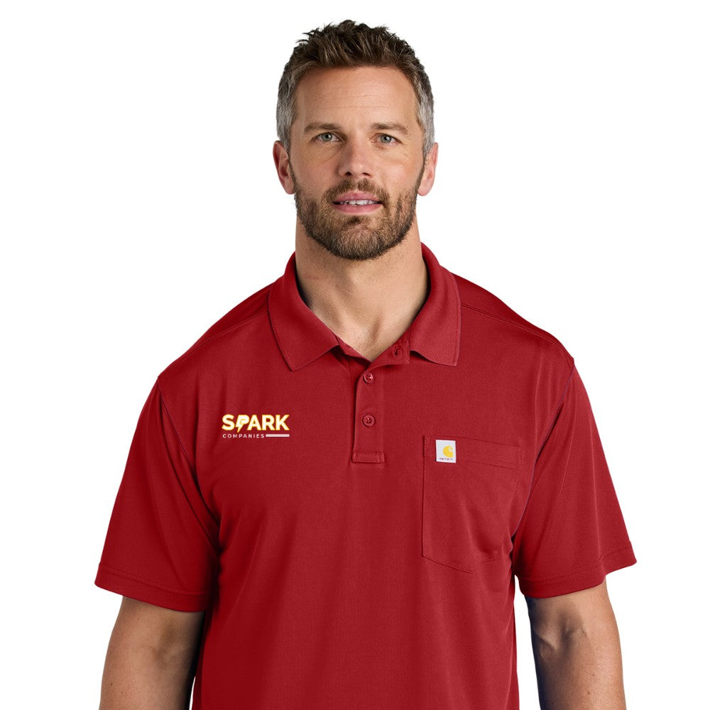 Spark Companies Carhartt Force Snag-Resistant Pocket Polo - Crimson Red