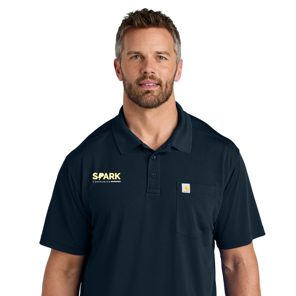 Spark Companies Carhartt Force Snag-Resistant Pocket Polo - Navy