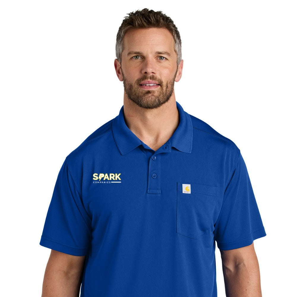 Spark Companies Carhartt Force Snag-Resistant Pocket Polo - Royal Glass Blue