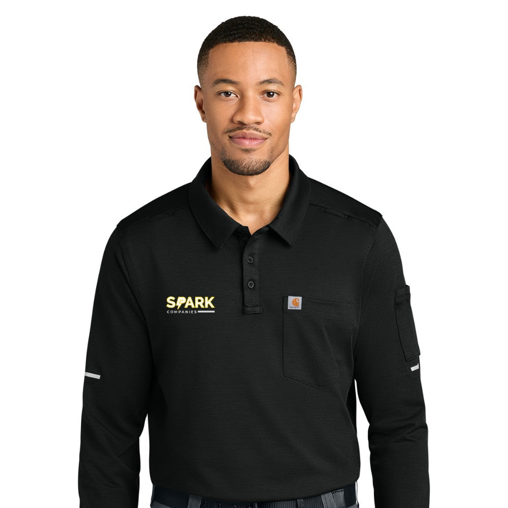 Spark Companies Carhartt FLD & RSCU Long Sleeve Polo - Black