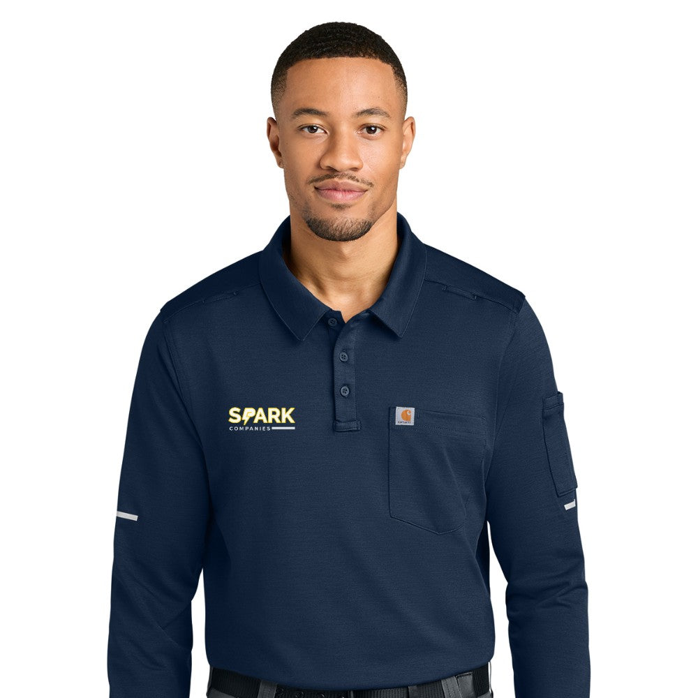 Spark Companies Carhartt FLD & RSCU Long Sleeve Polo - Dark Navy