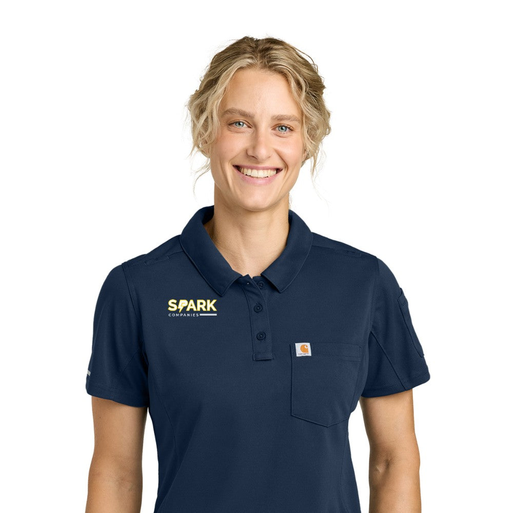 Spark Companies Carhartt Women's FLD & RSCU Polo - Dark Navy