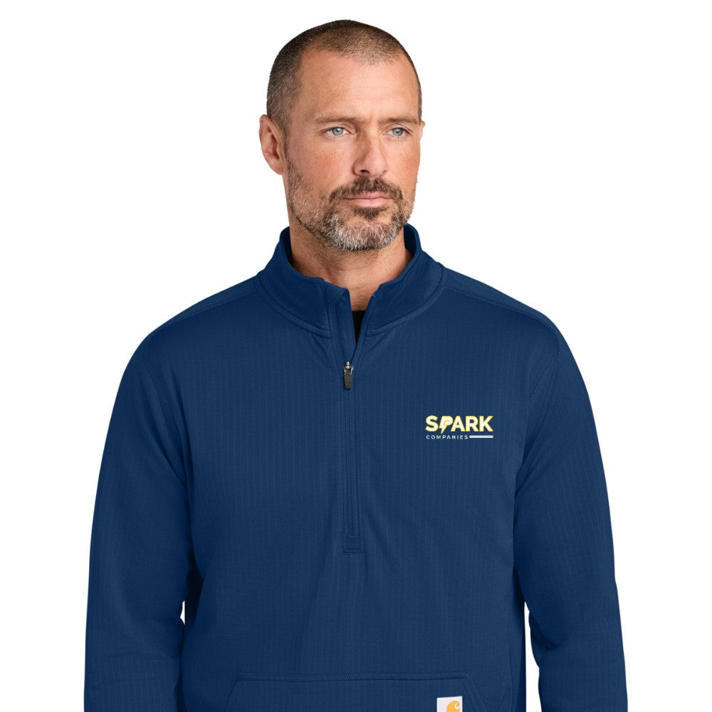 Spark Companies Carhartt Force 1/2-Zip Grid Fleece - Dark Cobalt Blue