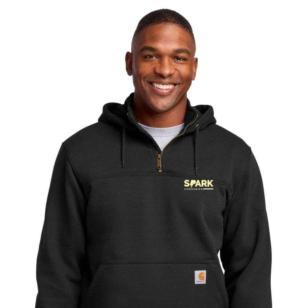 Spark Companies Carhartt Tall Rain Defender Paxton Heavyweight Hooded Zip Mock Sweatshirt - Black