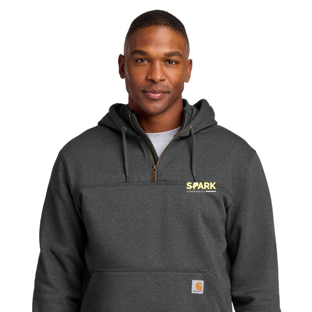 Spark Companies Carhartt Tall Rain Defender Paxton Heavyweight Hooded Zip Mock Sweatshirt - Carbon Heather