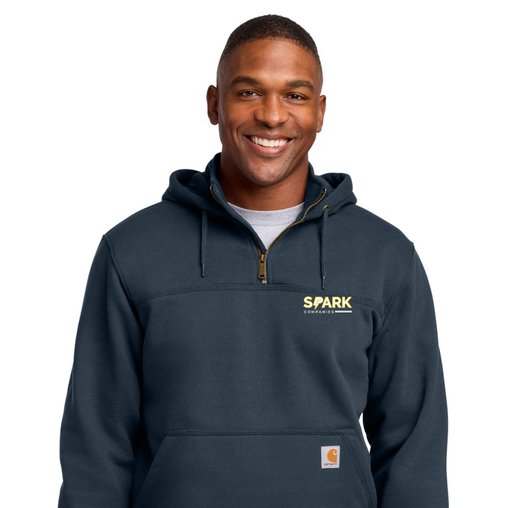 Spark Companies Carhartt Tall Rain Defender Paxton Heavyweight Hooded Zip Mock Sweatshirt - New Navy