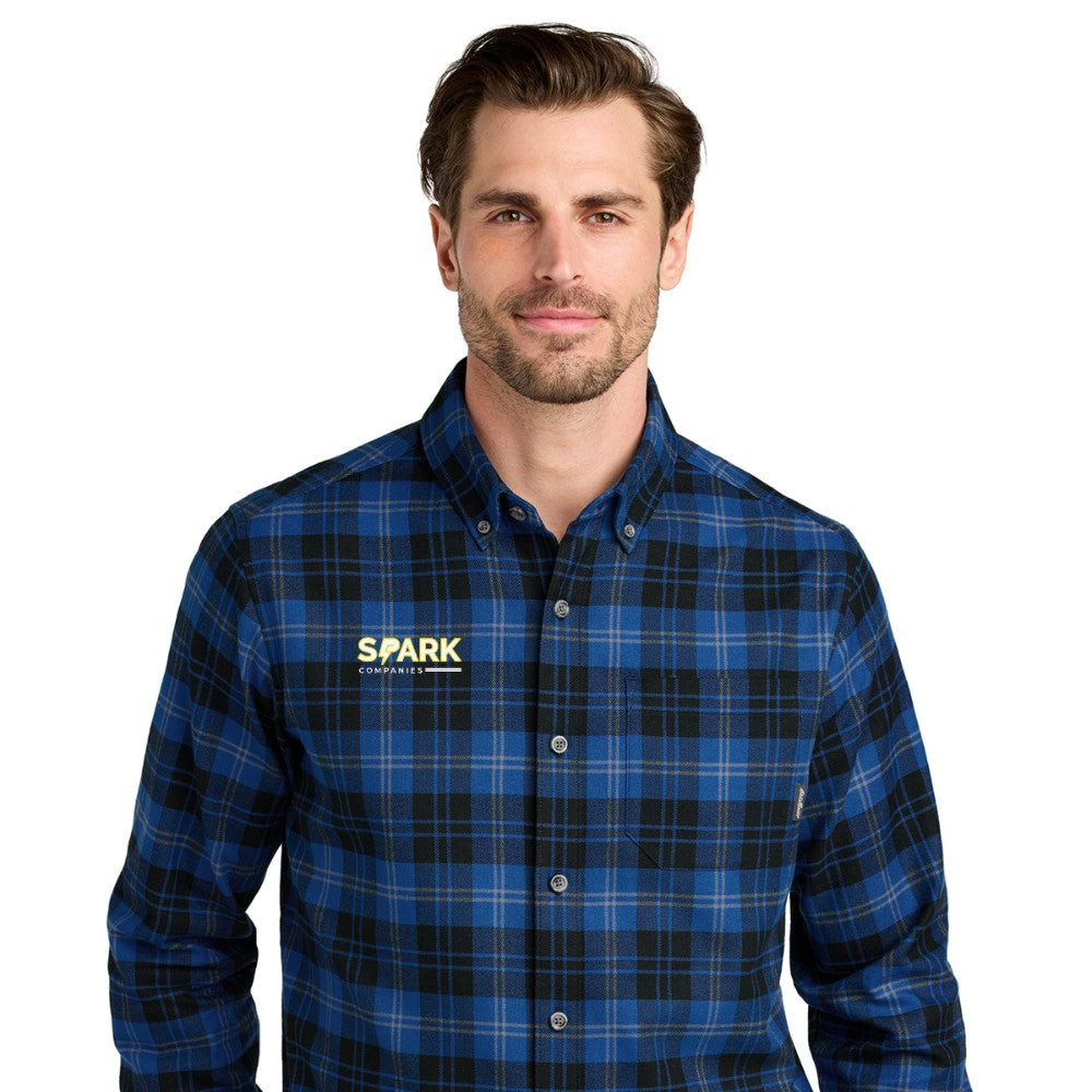 Spark Companies Eddie Bauer Long Sleeve Favorite Flannel Plaid Shirt - Cobalt Tartan