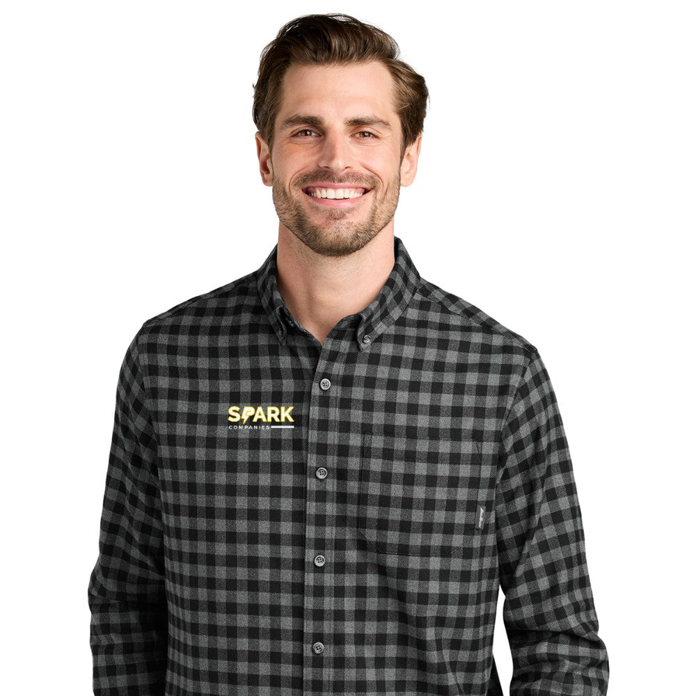 Spark Companies Eddie Bauer Long Sleeve Favorite Flannel Plaid Shirt - Deep Black Mini Buffalo