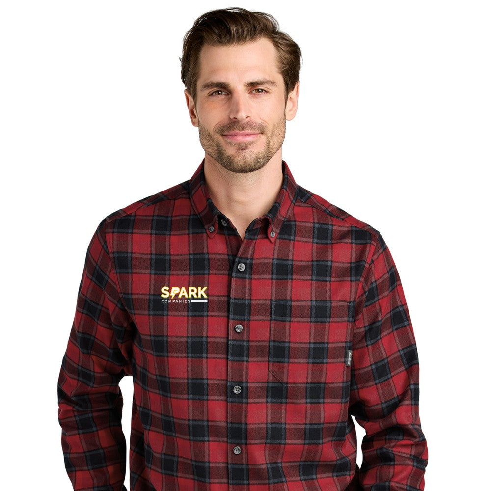 Spark Companies Eddie Bauer Long Sleeve Favorite Flannel Plaid Shirt - Red Highland Plaid