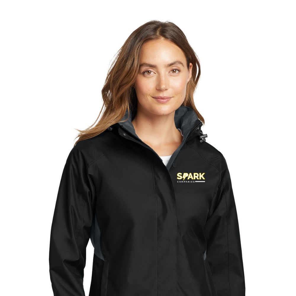 Spark Companies Eddie Bauer Women's Rain Jacket - Black/ Steel Grey