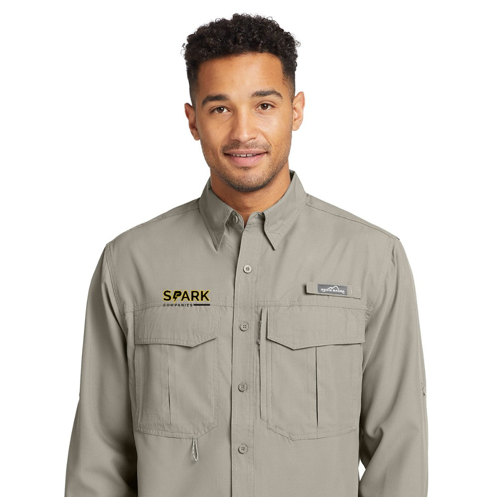 Spark Companies Eddie Bauer Long Sleeve Performance Fishing Shirt - Driftwood