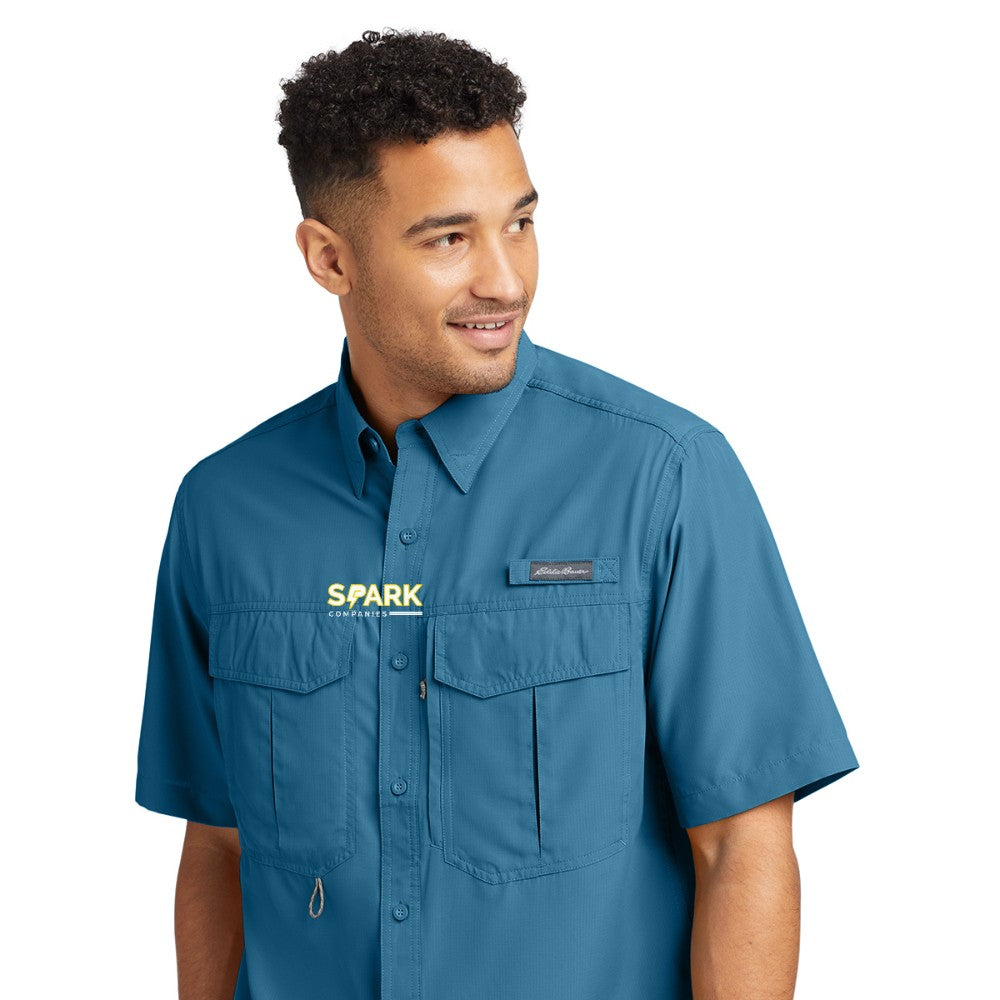 Spark Companies Eddie Bauer Short Sleeve Performance Fishing Shirt - Gulf Teal