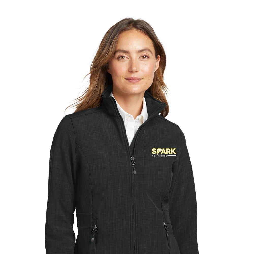 Spark Companies Eddie Bauer Women's Shaded Crosshatch Soft Shell Jacket - Black